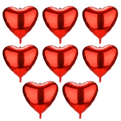 8 Stück Valentinstag Ballon, Herz-Folienballons Herzballons Dekorationen Aufblasbare Herzballons für Valentinstag Party Geburtstag Heiratsantrag Hochzeit (Rot) von BOXOB