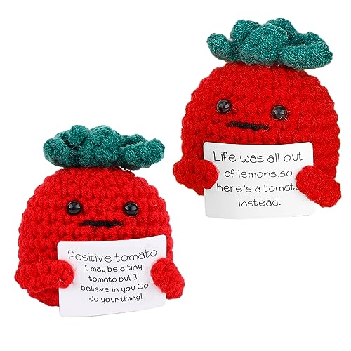 BOXOB 2Stk Lustige Positive Tomate, Gestrickte Positive Kartoffel Kreatives Süßes Positive Tomato für Geburtstagsgeschenke Party Dekoration Ermutigung von BOXOB