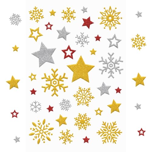 340 Weihnachts Sticker, Glitzer Aufkleber Weihnachten und Winter,Weihnachtssticker Selbstklebend Weihnachtsdeko für Adventskalender Weihnachtsaufkleber Weihnachtskarten Basteln Kinder Geschenke von BOYATONG