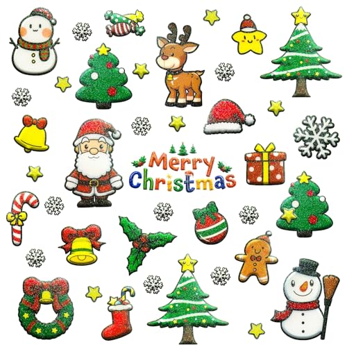 312 Stück Weihnachtssticker Glitzer, Weihnachtsaufkleber Selbstklebend Sticker Weihnachten, Weihnachtsdeko für DIY Basteln Weihnachtskarten Adventskalender Weihnachtsgeschenke für Kinder von BOYATONG