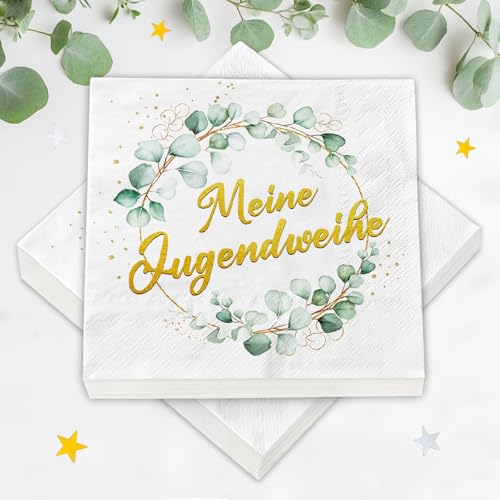 40 Stück Servietten Jugendweihe Deko, Jugendweihe Servietten Tischdeko Jugendweihe - Meine Jugendweihe, Deko Jugendweihe Mädchen Junge, Jugendweihe Party Dekoration（33 x 33 cm） von BOYATONG