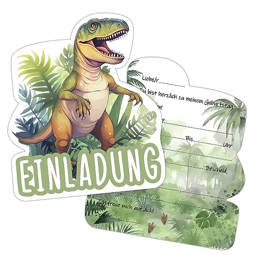 BOYATONG 12 Einladungskarten Kindergeburtstag Junge, Dino Einladungskarten Kindergeburtstag Jungen, Dinosaurier Geburtstagseinladungen Jungen für Dino Party Dinosaurier Mottoparty von BOYATONG