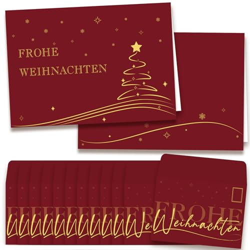 Weihnachtskarten mit Umschlag 12er Set, Christmas Cards, Weihnachtspostkarten Klappkarten, Weihnachtsgrußkarten ür deine Weihnachtsgruß, Postkarten Weihnachten Karte mit Umschlägen, Merry Christmas von BOYATONG