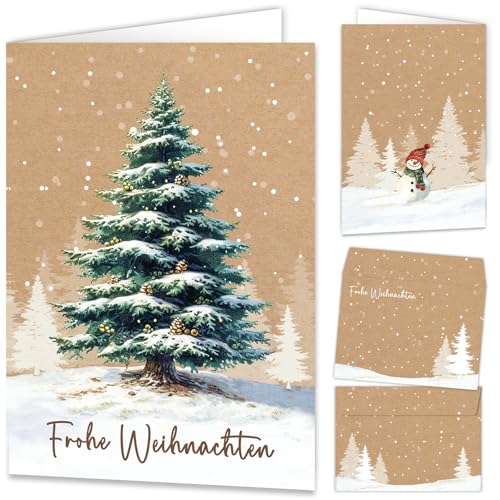 Weihnachtskarten mit Umschlag 15er Set, Hochwertig klappkarten, Schöne Weihnachtskarte Weihnachtspostkarten Christmas Cards mit Umschlägen für deine Weihnachtsgruß, Frohe Weihnachten Merry Christmas von BOYATONG