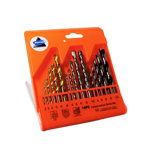 BOYMA -16-teiliges Mischbohrer-Set, 6 Kobalt-Metall-Bits, 5 Wand-Bits, Betonbohrer-5 Holzbohrer-Kombinations-Bit-Set, verschiedene Steine von BOYMA