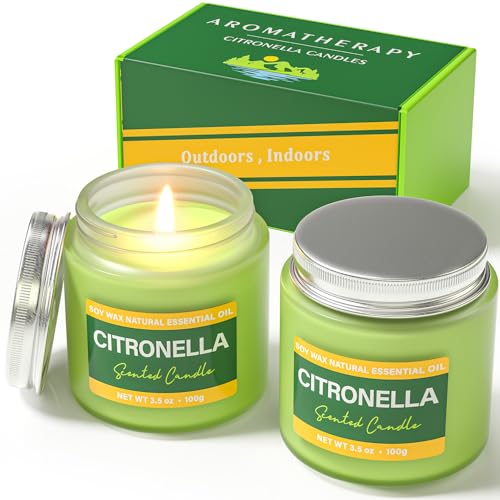 Citronella Kerze Outdoor | 20 Stunden Brenndauer | Citronella Duftkerze im Glas 2er Set | Natürliche Lemongrass Citronella Öi | Für Garten, Camping, Reisen & mehr. von BOYUJK