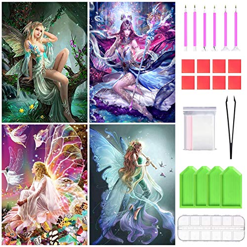 Diamond Painting 4er Set, BOZHZO Sprite Muster Bilder, 5D DIY Diamant Malerei Kinder Erwachsene Crystal Art Diamond Painting für Haus,Wand Und Eingang Dekoratione von BOZHZO