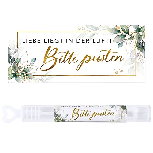 100 Stück Aufkleber für Hochzeit Seifenblasen, Liebe liegt in der Luft! Bitte pusten, Wasserdicht Seifenblasen Hochzeit Aufkleber, Selbstklebend Seifenblasenaufkleber, Seifenblasen Sticker von BOZILY