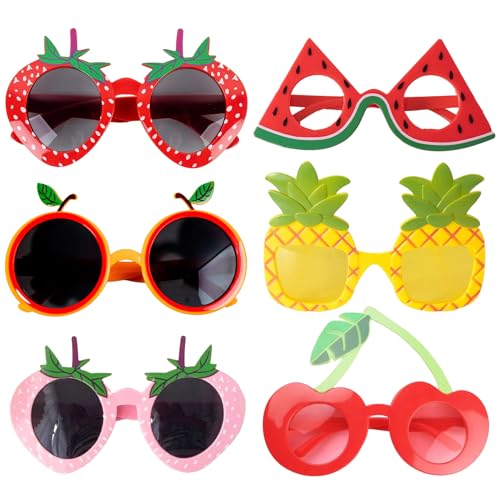 6pcs Interessante Partybrillen Hawaii Strand Party Brille Obst Form Sonnenbrille Strand Party Brille Pool Party Geburtstag Party Bierparty Kostüm Party Hawaii Mottoparty Foto Requisiten von BOZILY