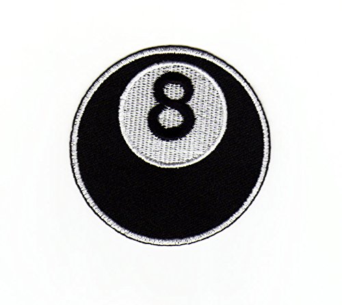 8 Ball Kugel Billard Billiard Aufnäher zum aufbügeln oder aufnähen Bügelbild Aufbügler für Kleidung gestickter Bügelpatch Applikation Patch Größe 6,8 x 6,5 cm von BP BRAUNERT PATCHES