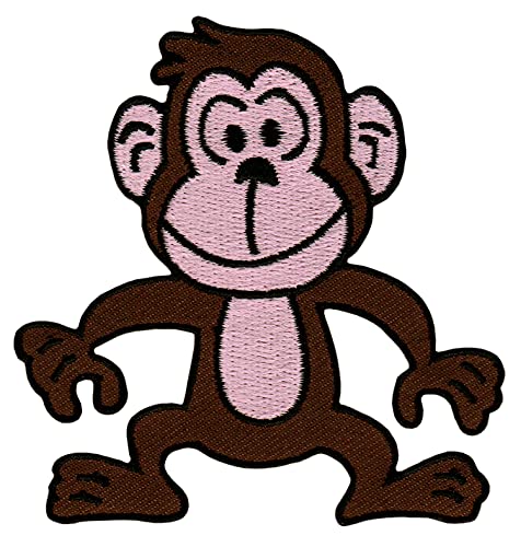 Affe Äffchen Monkey Aufnäher zum aufbügeln oder aufnähen Bügelbild Aufbügler für Kleidung gestickter Bügelpatch Applikation Patch Größe 7,6 x 7,8 cm von BP BRAUNERT PATCHES