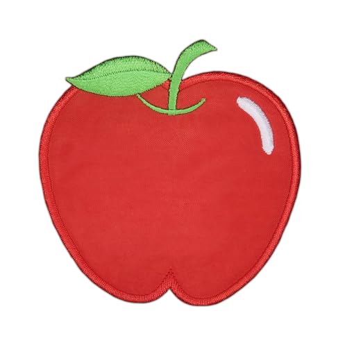 Apfel Rot Aufnäher zum aufbügeln oder aufnähen Bügelbild Aufbügler für Kleidung gestickter Bügelpatch Applikation Patch Größe 7,5 x 8,0 cm von BP BRAUNERT PATCHES