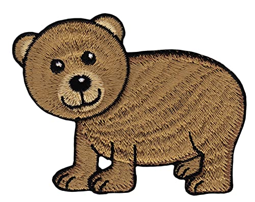 Bär Braunbär Teddy Aufnäher zum aufbügeln oder aufnähen Bügelbild Aufbügler für Kleidung gestickter Bügelpatch Applikation Patch Größe 7,0 x 5,4 cm von BP BRAUNERT PATCHES