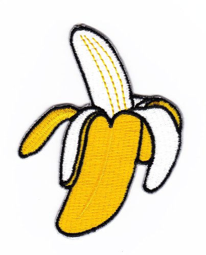 Banane Aufnäher zum aufbügeln oder aufnähen Bügelbild Aufbügler für Kleidung gestickter Bügelpatch Applikation Frucht Patch Größe 6,5 x 8,5 cm von BP BRAUNERT PATCHES