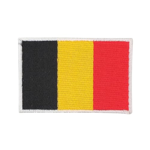 Belgien Flagge Aufnäher zum aufbügeln oder aufnähen Bügelbild Aufbügler für Kleidung gestickter Bügelpatch Applikation Belgium Patch Größe 7,0 x 4,8 cm von BP BRAUNERT PATCHES