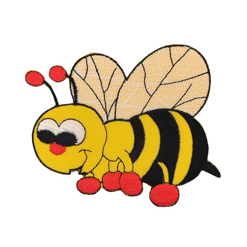 Biene Hummel Aufnäher zum aufbügeln oder aufnähen Bügelbild Aufbügler für Kleidung gestickter Bügelpatch Applikation Patch Größe 9,5 x 7,9 cm von BP BRAUNERT PATCHES