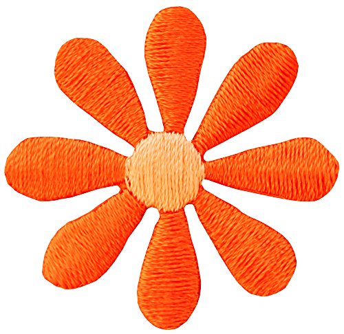 Blüte Orange klein Blume Aufnäher zum aufbügeln oder aufnähen Bügelbild Aufbügler für Kleidung gestickter Bügelpatch Applikation Patch Größe 3,5 x 3,5 cm von BP BRAUNERT PATCHES