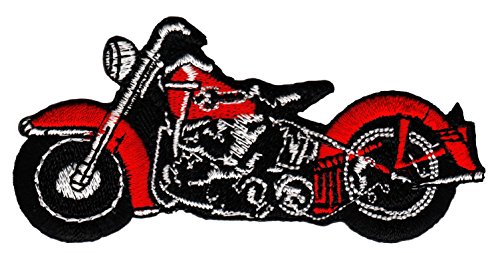 Bobber Rot Motorrad Aufnäher zum aufbügeln oder aufnähen Bügelbild Aufbügler für Kleidung gestickter Bügelflicken Applikation Patch Größe 9 x 4,5 cm von BP BRAUNERT PATCHES