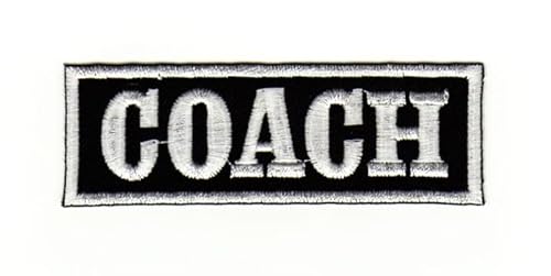 Coach Trainer Abzeichen Aufnäher zum aufbügeln oder aufnähen Bügelbild Aufbügler für Kleidung gestickter Bügelpatch Applikation Patch Größe 9 x 3 cm von BP BRAUNERT PATCHES