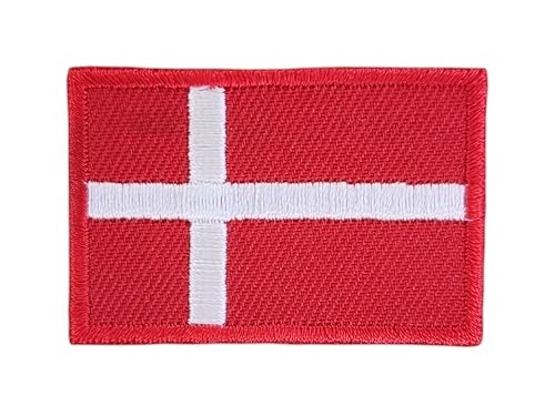 Dänemark Flagge klein Aufnäher zum aufbügeln oder aufnähen Bügelbild Aufbügler für Kleidung gestickter Bügelflicken Applikation Patch Größe 4,5 x 3,0 cm von BP BRAUNERT PATCHES