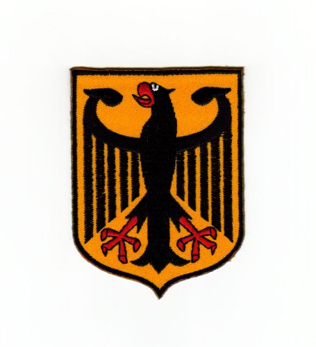 Deutschland Bundesadler Wappen Aufnäher zum aufbügeln oder aufnähen Bügelbild Aufbügler für Kleidung gestickter Bügelpatch Applikation Adler Patch Größe 5,9 x 7,8 cm von BP BRAUNERT PATCHES