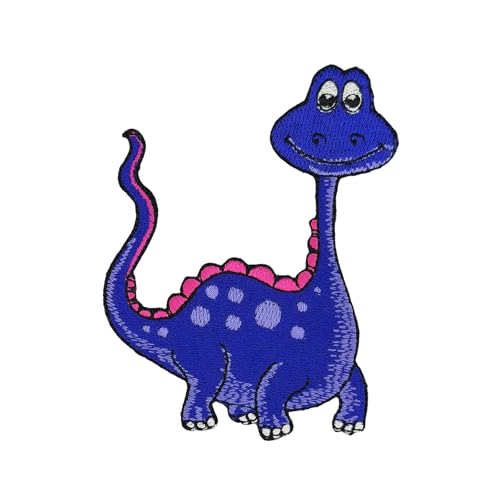 Dino Violett Aufnäher zum aufbügeln oder aufnähen Bügelbild Kinder Bügelpatch Baby Aufbügler für Kleidung gestickter Bügelflicken Dinosaurier Applikation Patch Größe 7,0 x 8,8 cm von BP BRAUNERT PATCHES