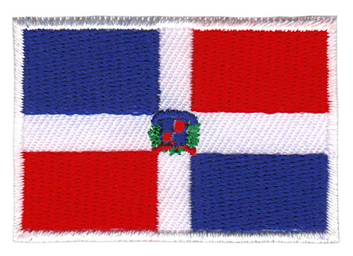 Dominikanische Republik Flagge Klein Aufnäher zum aufbügeln oder aufnähen Bügelbild Aufbügler für Kleidung gestickter Bügelflicken Applikation Patch Größe 4,7 x 3,2 cm von BP BRAUNERT PATCHES