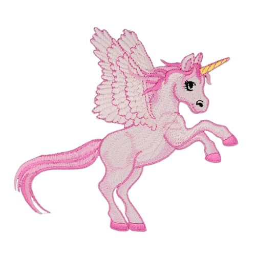 Pegasos Einhorn Flügel Pferd Rosa Aufnäher zum aufbügeln oder aufnähen Bügelbild Kinder Aufbügler Bügelflicken Bügelpatch Applikation Patch Größe 12,0 x 11,0 cm von BP BRAUNERT PATCHES