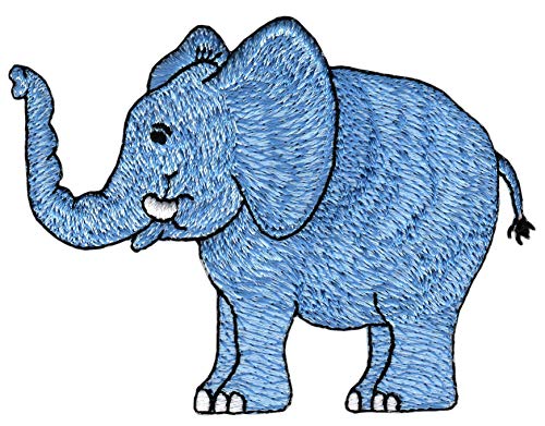 Elefant Blau Aufnäher zum aufbügeln oder aufnähen Bügelbild Aufbügler für Kleidung gestickter Bügelpatch Applikation Zoo Patch Größe 9,2 x 6,8 cm von BP BRAUNERT PATCHES