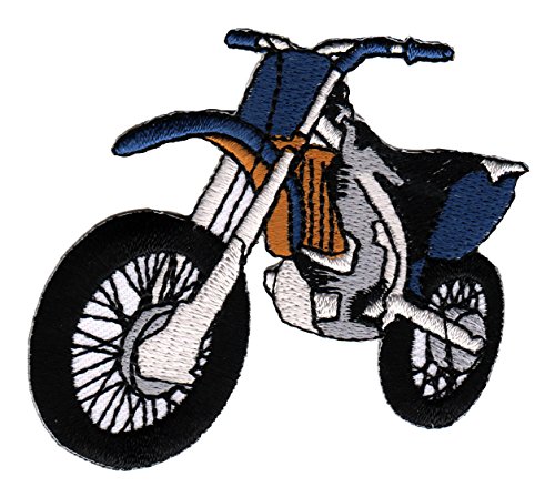 Enduro Blau Motorrad Aufnäher zum aufbügeln oder aufnähen Bügelbild Aufbügler für Kleidung gestickter Bügelflicken Applikation Motocross Dirt Bike Patch Größe 7 x 6,5 cm von BP BRAUNERT PATCHES