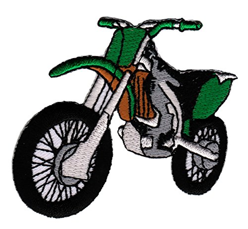 Enduro Grün Motorrad Aufnäher zum aufbügeln oder aufnähen Bügelbild Aufbügler für Kleidung gestickter Bügelflicken Applikation Motocross Dirt Bike Patch Größe 7 x 6,5 cm von BP BRAUNERT PATCHES