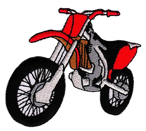 Enduro Rot Motorrad Aufnäher zum aufbügeln oder aufnähen Bügelbild Aufbügler für Kleidung gestickter Bügelflicken Applikation Motocross Dirt Bike Patch Größe 7 x 6,5 cm von BP BRAUNERT PATCHES