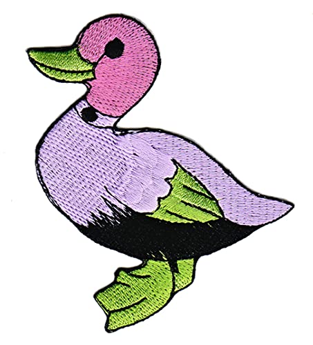 Ente Stockente Vogel Lila Aufnäher zum aufbügeln oder aufnähen Bügelbild Aufbügler für Kleidung gestickter Bügelpatch Applikation Patch Größe 8,4 x 6,6 cm von BP BRAUNERT PATCHES