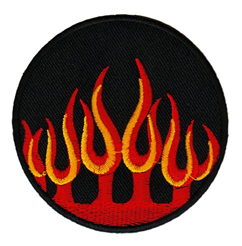 Feuer Flamme Schwarz Aufnäher zum aufbügeln oder aufnähen Bügelbild Aufbügler für Kleidung gestickter Bügelpatch Applikation Patch Größe 8,0 x 8,0 cm von BP BRAUNERT PATCHES