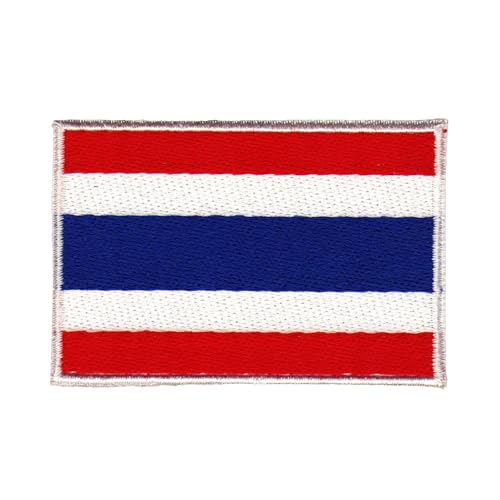 Flagge Thailand Aufnäher zum aufbügeln oder aufnähen Bügelbild Aufbügler für Kleidung gestickter Bügelpatch Applikation Siam Patch Größe 7,3 x 4,9 cm von BP BRAUNERT PATCHES