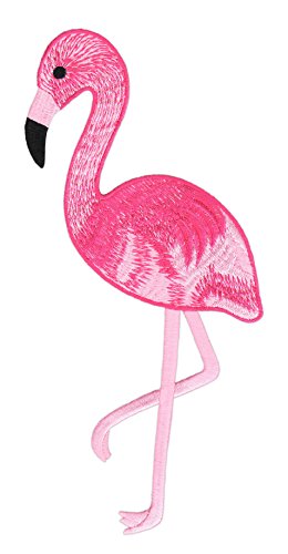 Großer Flamingo Aufnäher Rosa – 11,3 x 21,8 cm – Gestickter Rückenpatch Accessoires DIY Bügelbild Kleidung Applikation XXL Flicken Vogel Emblem Patch Backpatch – Hochwertige Stickerei von BP BRAUNERT PATCHES