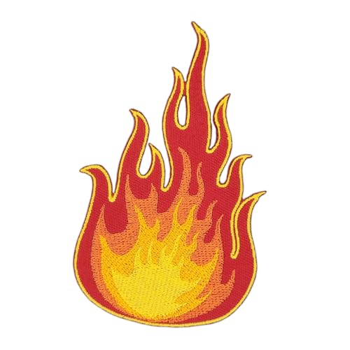 Feuer Flamme Aufnäher zum aufbügeln oder aufnähen Bügelbild Fire Flame Aufbügler für Kleidung gestickter Bügelflicken Applikation Iron on Patch Größe 6,5 x 10,4 cm von BP BRAUNERT PATCHES