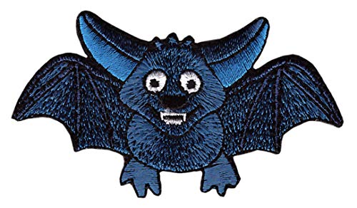 Fledermaus Blau Aufnäher zum aufbügeln oder aufnähen Bügelbild Aufbügler für Kleidung gestickter Bügelpatch Applikation Patch Größe 8,5 x 4,8 cm von BP BRAUNERT PATCHES