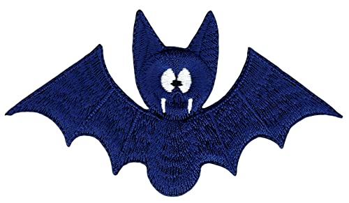 Fledermaus Blau Vampir Aufnäher zum aufbügeln oder aufnähen Bügelbild Aufbügler für Kleidung gestickter Bügelpatch Applikation Patch Größe 11 x 6,4 cm von BP BRAUNERT PATCHES