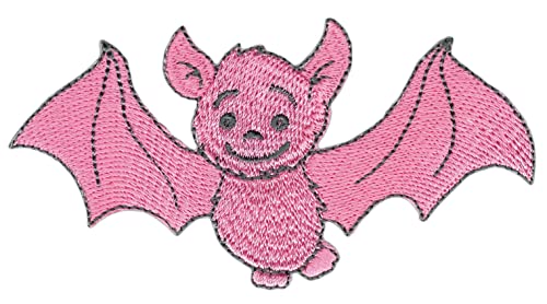 Fledermaus Rosa Aufnäher zum aufbügeln oder aufnähen Bügelbild Aufbügler für Kleidung gestickter Bügelpatch Applikation Patch Größe 9,5 x 5,0 cm von BP BRAUNERT PATCHES