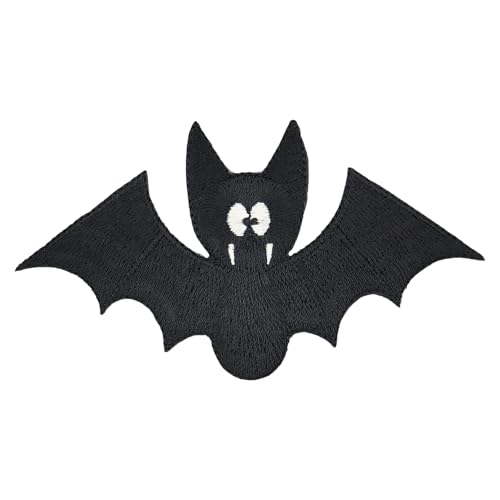 Fledermaus Schwarz Vampir Aufnäher zum aufbügeln oder aufnähen Bügelbild Aufbügler für Kleidung gestickter Bügelpatch Applikation Patch Größe 11,2 x 6,2 cm von BP BRAUNERT PATCHES