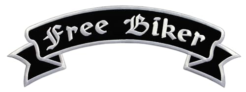 Großer Free Biker Rückenpatch – 33,6 x 11,7 cm – Gestickter Top Rocker Aufnäher für Biker Oberer Bogen, XXL Rückenaufnäher, Backpatch für Motorradjacken Kutten Lederwesten – Hochwertige Stickerei von BP BRAUNERT PATCHES