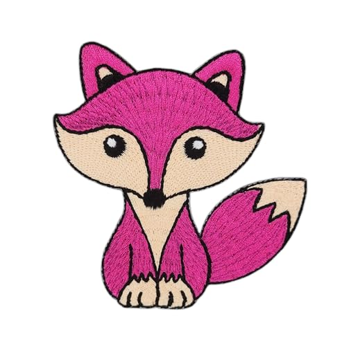 Fuchs Pink Aufnäher zum aufbügeln oder aufnähen Bügelbild Bügelpatch Kinder Aufbügler für Kleidung Bügelflicken Tier Patch Applikation Flicken Größe 7,5 x 7,7 cm von BP BRAUNERT PATCHES