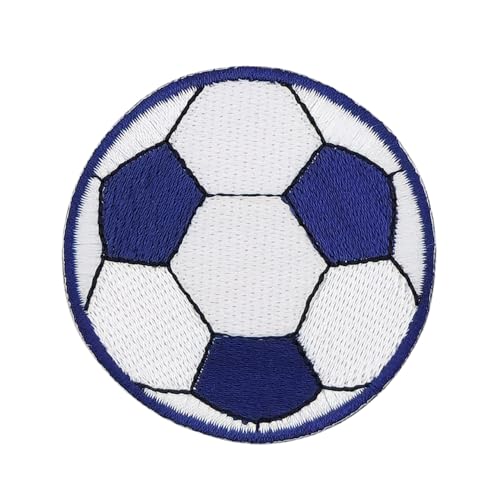 Fußball Blau Ball Aufnäher zum aufbügeln oder aufnähen Bügelbild Aufbügler für Kleidung gestickter Bügelpatch Applikation Fussball Sport Patch Größe 5,5 x 5,5 cm von BP BRAUNERT PATCHES