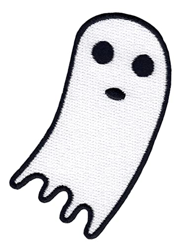 Gespenst Geist Monster Aufnäher zum aufbügeln oder aufnähen Bügelbild Aufbügler für Kleidung gestickter Bügelpatch Applikation Halloween Patch Größe 5,2 x 8,4 cm von BP BRAUNERT PATCHES