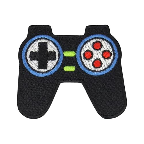 Gestickter Controller Aufnäher zum aufbügeln oder aufnähen Bügelbild Bügelpatch Aufbügler für Kleidung Bügelflicken Joystick Gaming Applikation Patch Größe 6,6 x 5,6 cm von BP BRAUNERT PATCHES