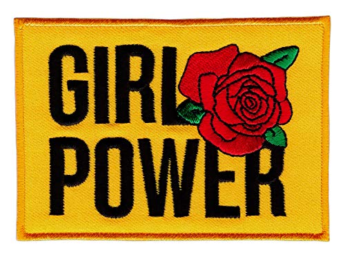 Girl Power Rose Frauenpower Aufnäher zum aufbügeln oder aufnähen Bügelbild Aufbügler für Kleidung gestickter Bügelpatch Applikation Patch Größe 9,6 x 7,0 cm von BP BRAUNERT PATCHES