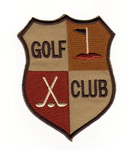 Golf Club Logo Braun Aufnäher zum aufbügeln oder aufnähen Bügelbild Aufbügler für Kleidung gestickter Bügelflicken Applikation Wappen Abzeichen Patch Größe 6,2 x 8,0 cm von BP BRAUNERT PATCHES