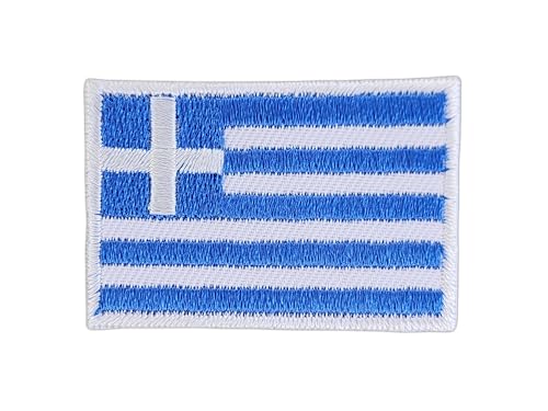 Griechenland Flagge klein Aufnäher zum aufbügeln oder aufnähen Bügelbild Aufbügler für Kleidung gestickter Bügelflicken Applikation Patch Größe 4,7 x 3,2 cm von BP BRAUNERT PATCHES