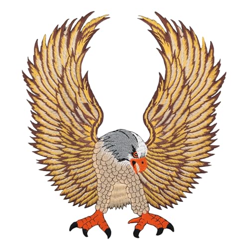 Großer Adler Rückenpatch Braun – 25 x 28 cm – Gestickter Aufnäher für Biker, Rückenaufnäher, XXL Flicken, Eagle Vogel, Patch Backpatch für Motorradjacken, Kutten, Lederwesten – Hochwertige Stickerei von BP BRAUNERT PATCHES